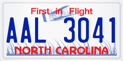 NC license plate AAL3041