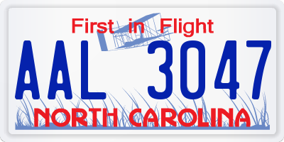 NC license plate AAL3047