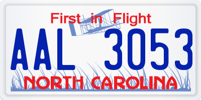 NC license plate AAL3053