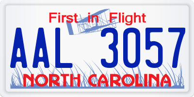 NC license plate AAL3057