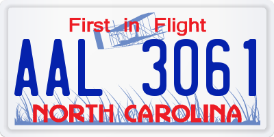 NC license plate AAL3061