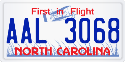 NC license plate AAL3068