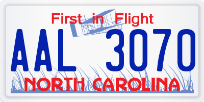 NC license plate AAL3070