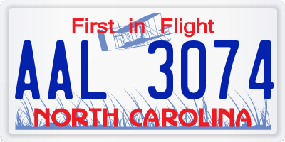 NC license plate AAL3074