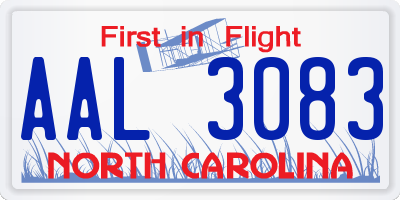 NC license plate AAL3083