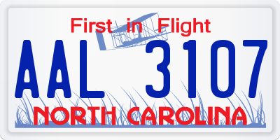 NC license plate AAL3107