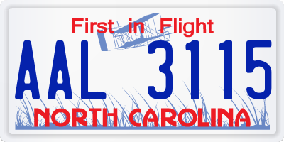 NC license plate AAL3115