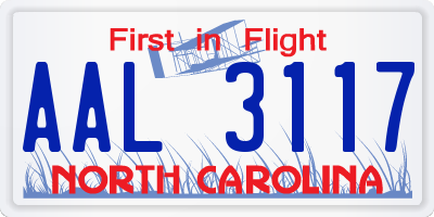 NC license plate AAL3117