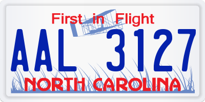 NC license plate AAL3127