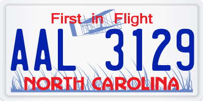 NC license plate AAL3129