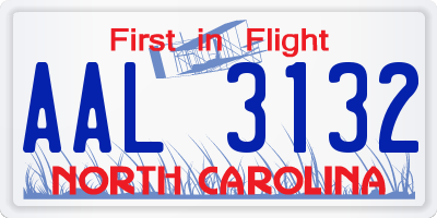 NC license plate AAL3132