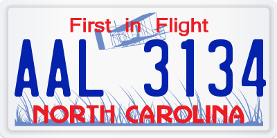 NC license plate AAL3134