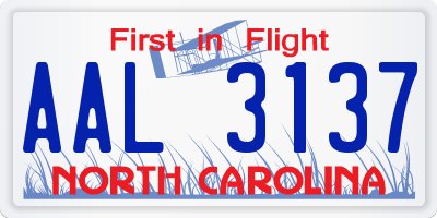 NC license plate AAL3137