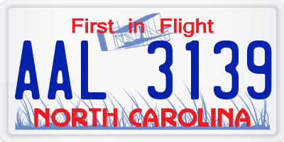 NC license plate AAL3139