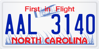 NC license plate AAL3140