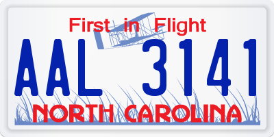 NC license plate AAL3141