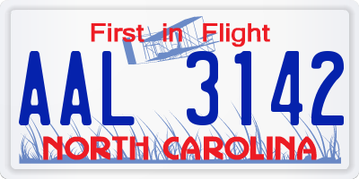 NC license plate AAL3142