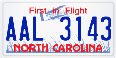 NC license plate AAL3143