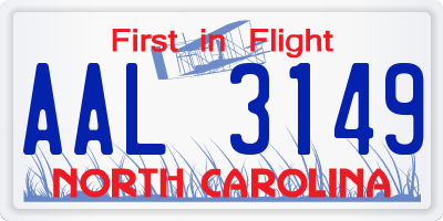 NC license plate AAL3149