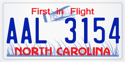 NC license plate AAL3154