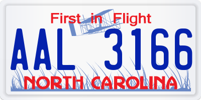 NC license plate AAL3166