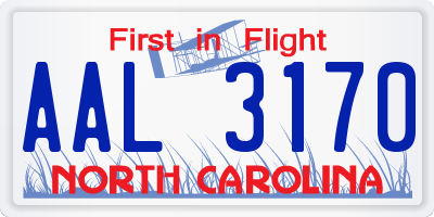 NC license plate AAL3170