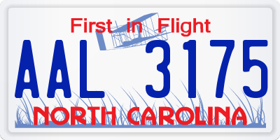 NC license plate AAL3175
