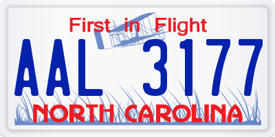 NC license plate AAL3177