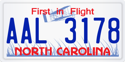 NC license plate AAL3178