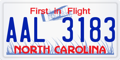 NC license plate AAL3183