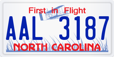 NC license plate AAL3187