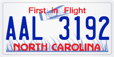 NC license plate AAL3192