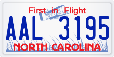 NC license plate AAL3195