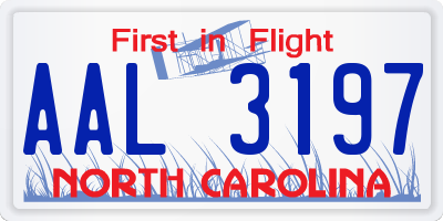 NC license plate AAL3197