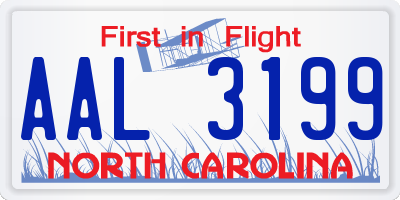 NC license plate AAL3199