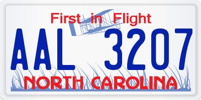 NC license plate AAL3207