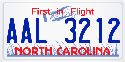 NC license plate AAL3212