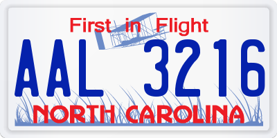 NC license plate AAL3216