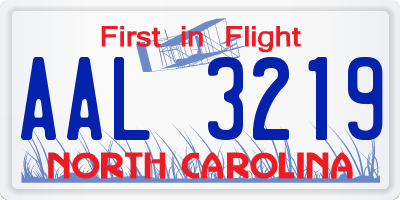 NC license plate AAL3219