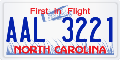 NC license plate AAL3221