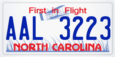 NC license plate AAL3223
