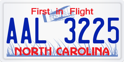 NC license plate AAL3225