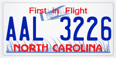 NC license plate AAL3226