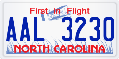 NC license plate AAL3230