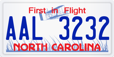 NC license plate AAL3232