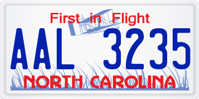 NC license plate AAL3235
