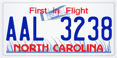 NC license plate AAL3238