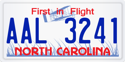 NC license plate AAL3241