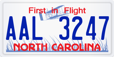 NC license plate AAL3247