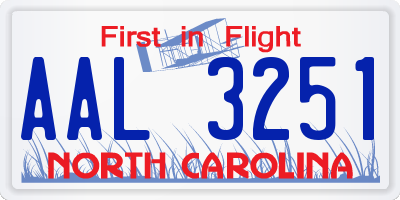 NC license plate AAL3251